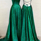 Shiny Green Scoop Neckline Long Prom Dress,Green Graduation Dress Y4472