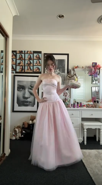 Sweet Strapless Pink Satin Tulle Sequin A Line Long Party Dress  SP4215