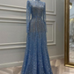 Dreamy Long Sleeve Muslim Evening Dress Luxury Dubai Women Midi Engagement Party Dresses Y6899