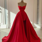 Vintage Red Satin Unique Long Prom Dress,Party Dress Y4455