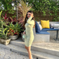 Cute Sage Green Short Homecoming Dress with Long Sleeves,Sexy Party Dress  Y1913