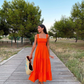 A-line Orange Prom Dress,Simple Prom Gown Y2323