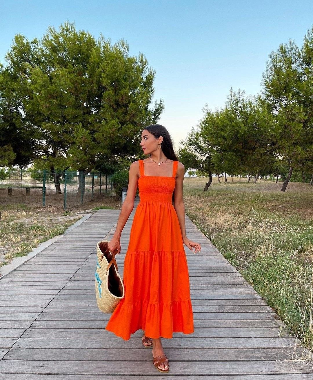 A-line Orange Prom Dress,Simple Prom Gown Y2323