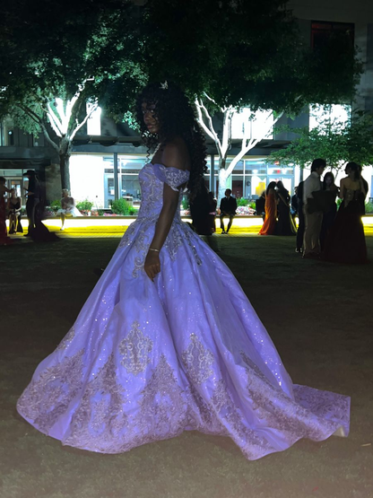 Stunning Purple Off The Shoulder Ball Gown Sweet 16 Dress,Birthday Princess Dress Y4799