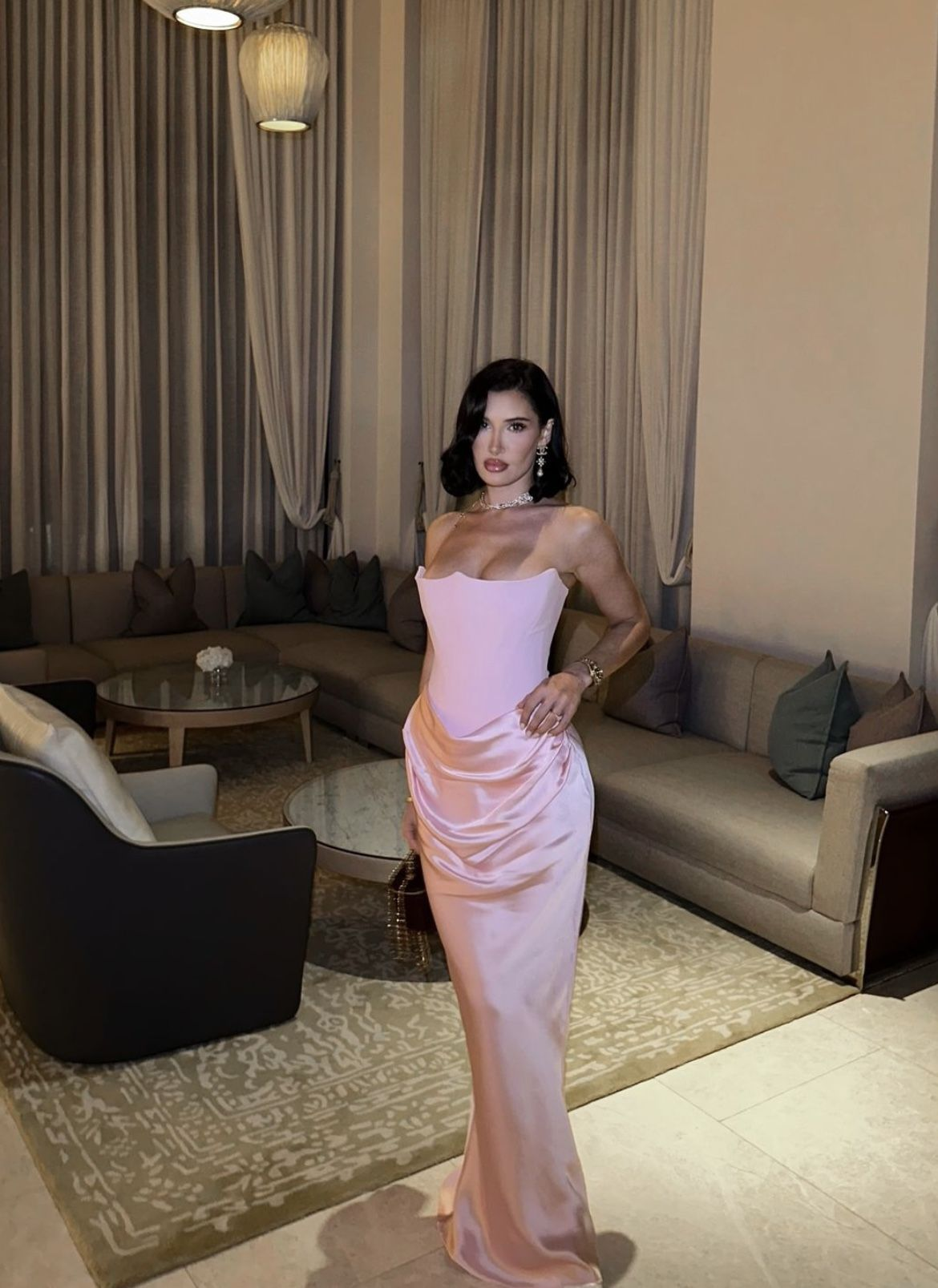 Sweet Pink Strapless Satin Pleated Long Wedding Guest Dress Evening Gown SP987