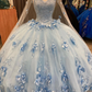 Ball Gown Light Blue Quinceanera Dresses 3D Flowers Sweet 16 Dress  Y6569