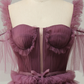 A Line Straps Mauve Tiered Prom Dress,Y2523