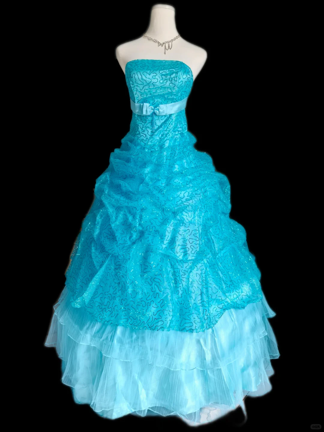 Pretty Strapless Tulle Sequin Ball Gown Long Birthday Prom Dress Party Dress SP2322