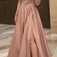 Off The Shoulder Satin Long Prom Dress,Simple Graduation Dress Y1936