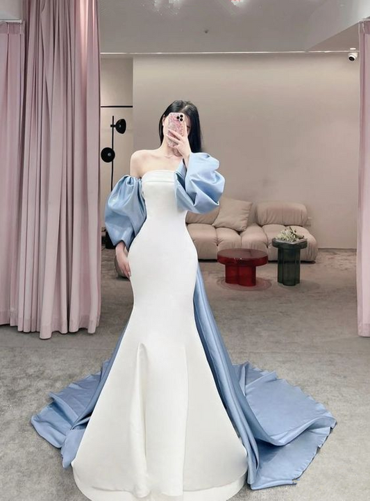 Classy White Mermaid Prom Dress,Pageant Dress  Y7150