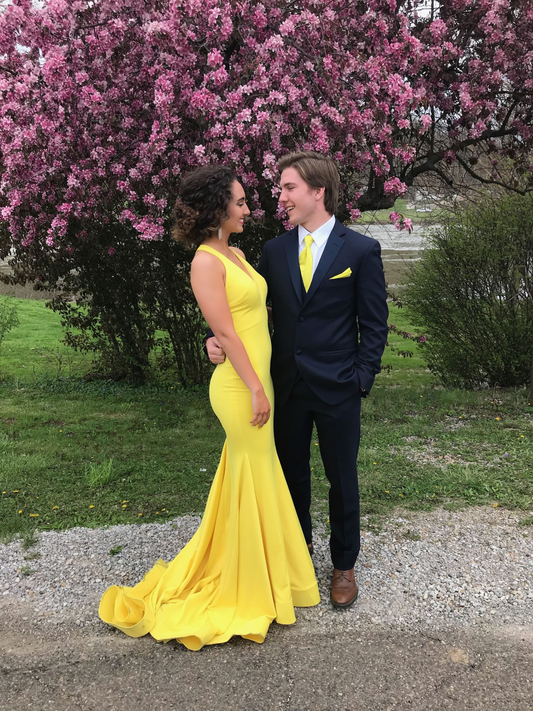 Elegant Yellow Mermaid Prom Dress,Yellow Evening Dress  Y5707