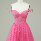 Cute A Line Spaghetti Straps Grey Short Homecoming Dress with Appliques Y2397