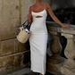 White Spaghetti Straps Long Evening Dress Formal Dress Y7201