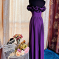 Classy Purple Ruffles Strapless Chiffon Long Prom Dress Evening Gown SP1895