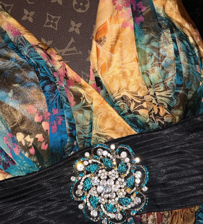 Vintage Halter Chiffon Print Floral Mermaid Long Prom Dress Evening Gown SP878