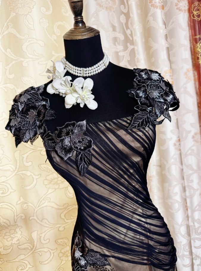 Vintage Tulle Beaded Appliques Long Evening Dress 19th Birthday Outfits SP1888