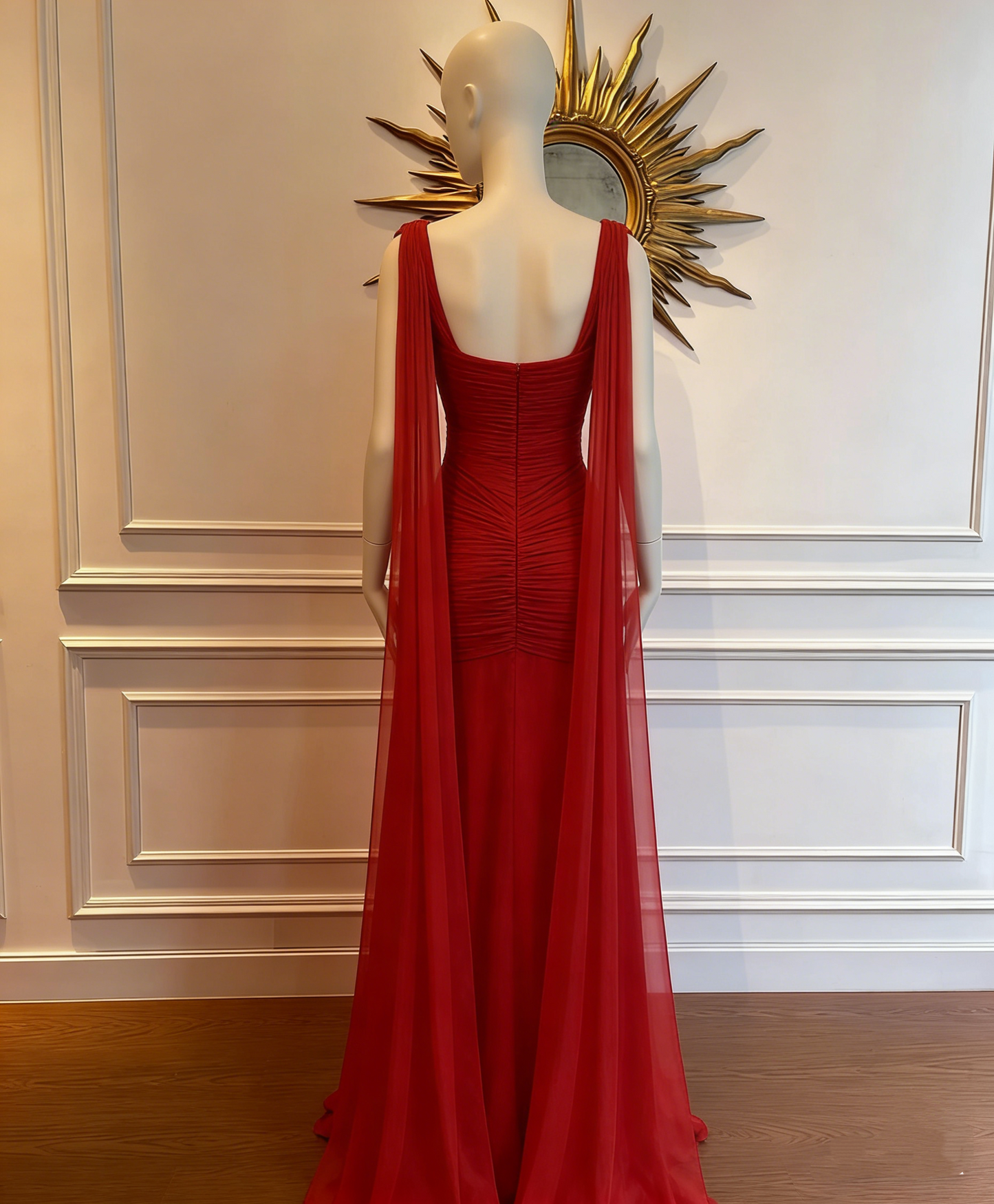 Charming Red Chiffon Mermaid Long Evening Dress Prom Dress Y8762