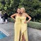 Light Yellow Sheath Prom Dress Formal Gown  Y2732