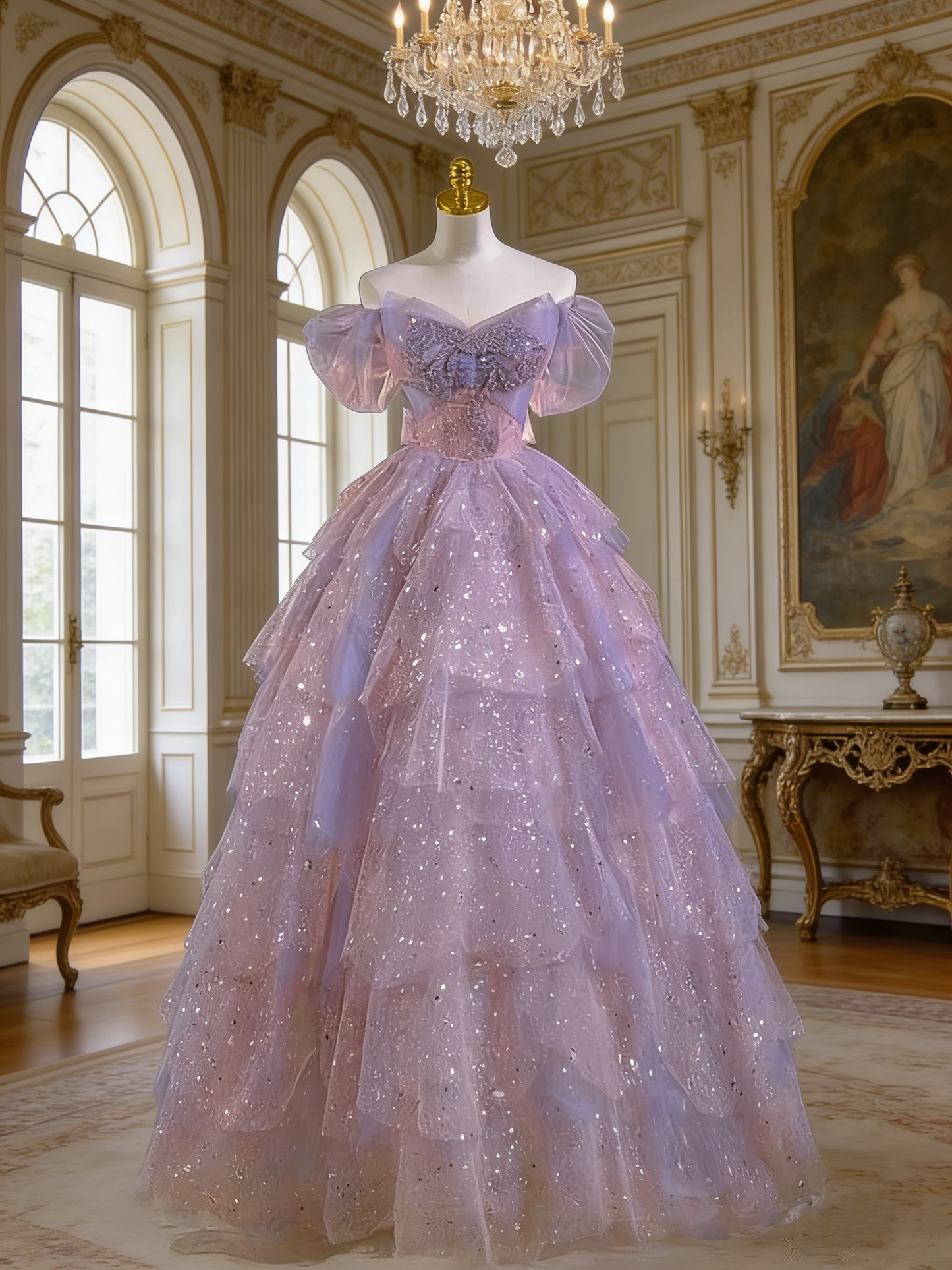 Glamorous Purple A-line Multi-layered Tulle Prom Dress,18th Birthday D   Simplepromdress