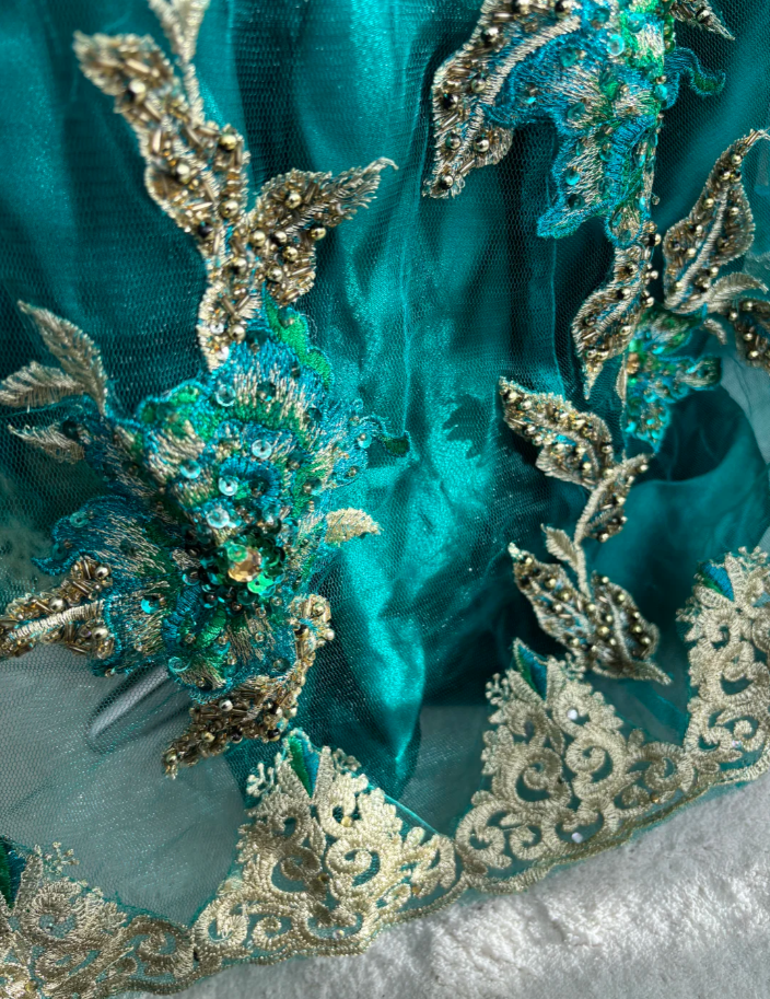 Vintage Dark Green Embroidery Appliques Mermaid Long Wedding Guest Dress, Formal Birthday Party Dress With Beaded SP1468