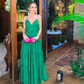 Sexy Green Spaghetti Straps V Neck Long Prom Dress,Green Evening Dress Y4832