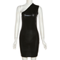 Sexy Dress Women One Shoulder Dress Solid Color Sleeveless Homecoming Dress Y1987