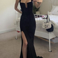 Black long prom dresses, evening dresses,party dresses, formal dress Y4560