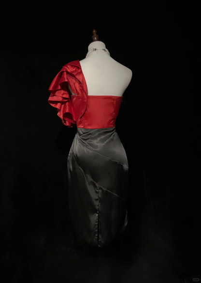 Sexy One Shoulder Satin Sheath Cocktail Dress,Short 8th Grade Homecoming Dress SP2910