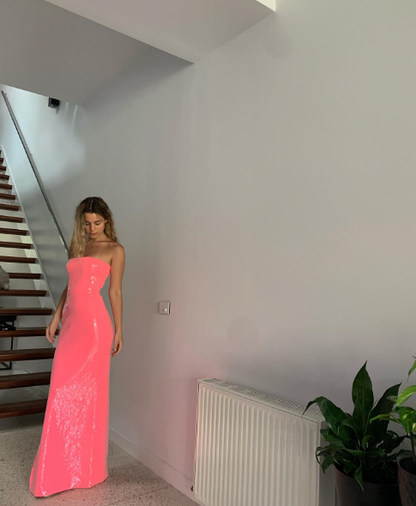 Strapless Pink Sheath/Column Prom Dress,Reception Dress Y4411