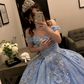 Off The Shoulder Light Blue Long Prom Dress Sweet 16 Dress Y4269