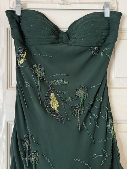 Vintage Green Chiffon Beaded Short Homecoming Dress Formal Birthday Outfits Y9724