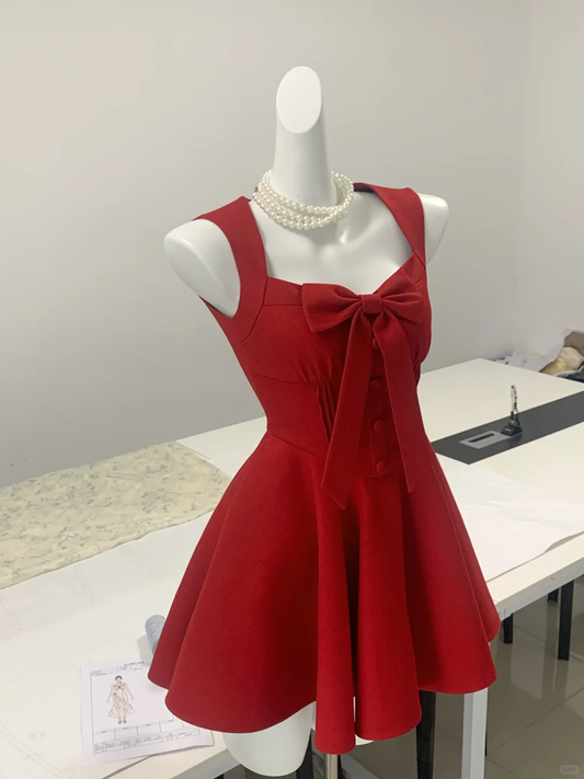 Stylish Red Satin A Line 16th Birthday Dress Short Graduation Homecoming Dress Y9157