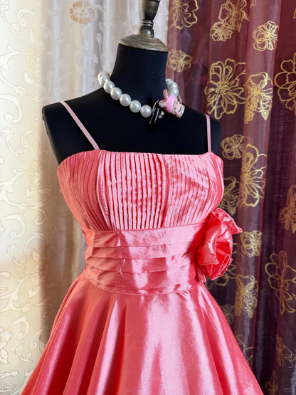 Pretty Pink Spaghetti Straps Satin A Line Short Prom Dress Homecoming Dress SP81