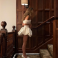 White Off The Shoulder Satin A Line Homecoming Dress Mini Prom Dress  Y8420