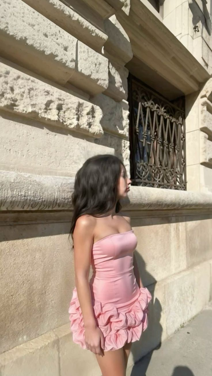 Cute Pink Strapless Satin Ruched Short Homecoming Dress Birthday Dress SP3703