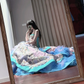 Pretty Strapless Satin Beaded Tulle Pleated Ball Gown Formal Princess Quinceanera Dress SP1186