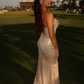 Luxurious Strapless Tulle Beaded Mermaid Long Party Dress Birthday Prom Dress SP1351