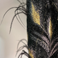 Gorgeous Black Tulle Gold Silk Feathers A Line Prom Dress Formal Evening Dress Y8652