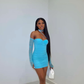 Long Sleeve Sweetheart Neck Mesh Mini Bodycon Dress,Sexy Blue Mini Homecoming Dress Y4135