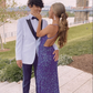 Elegant Purple Sequin Open Back Prom Dress,Purple Formal Gown  Y6847