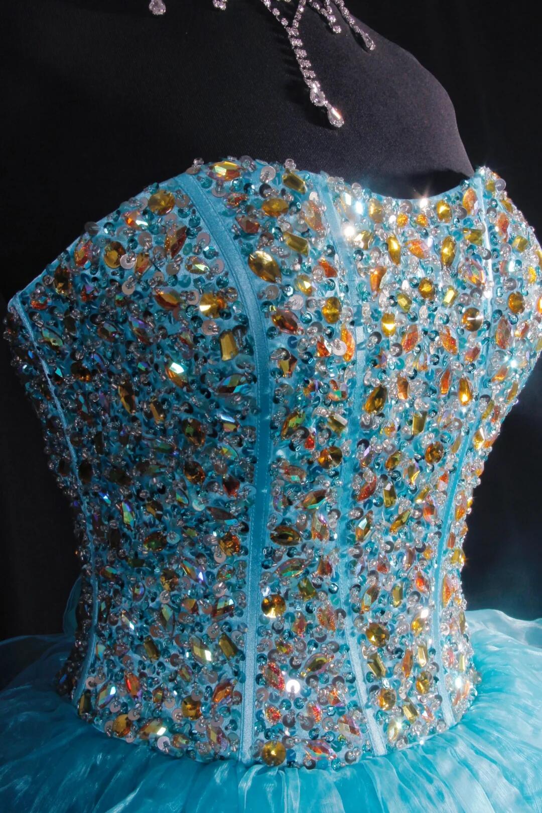 Sparkly Strapless Tulle Beaded A Line Short Prom Dress,Light Blue Short 8th Grade Homecoming Dress SP2831