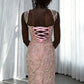 Princess Pink Spaghetti Straps Satin Tulle Sequin Beaded Mermaid Long Evening Dress Birthday Prom Gowns SP1813