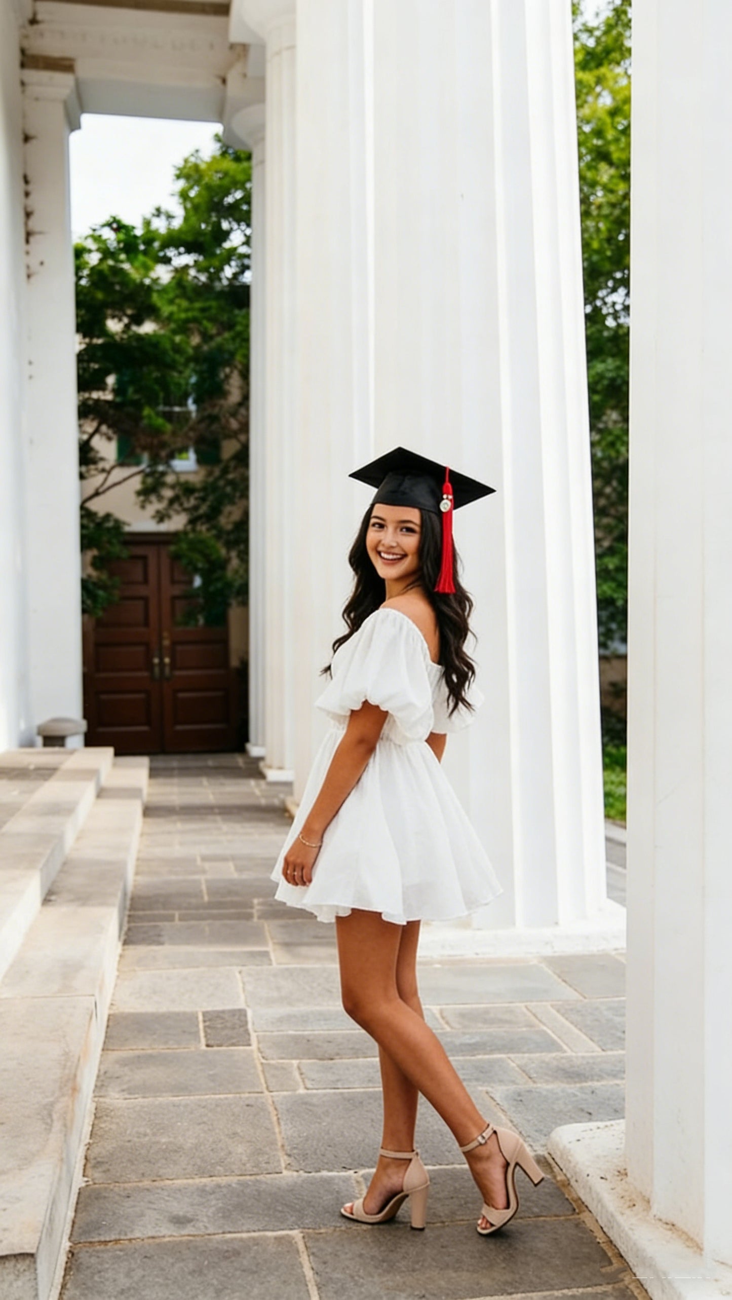 Cute White Puffy Sleeves Short Homecoming Dress,Graduation Dress Y1340