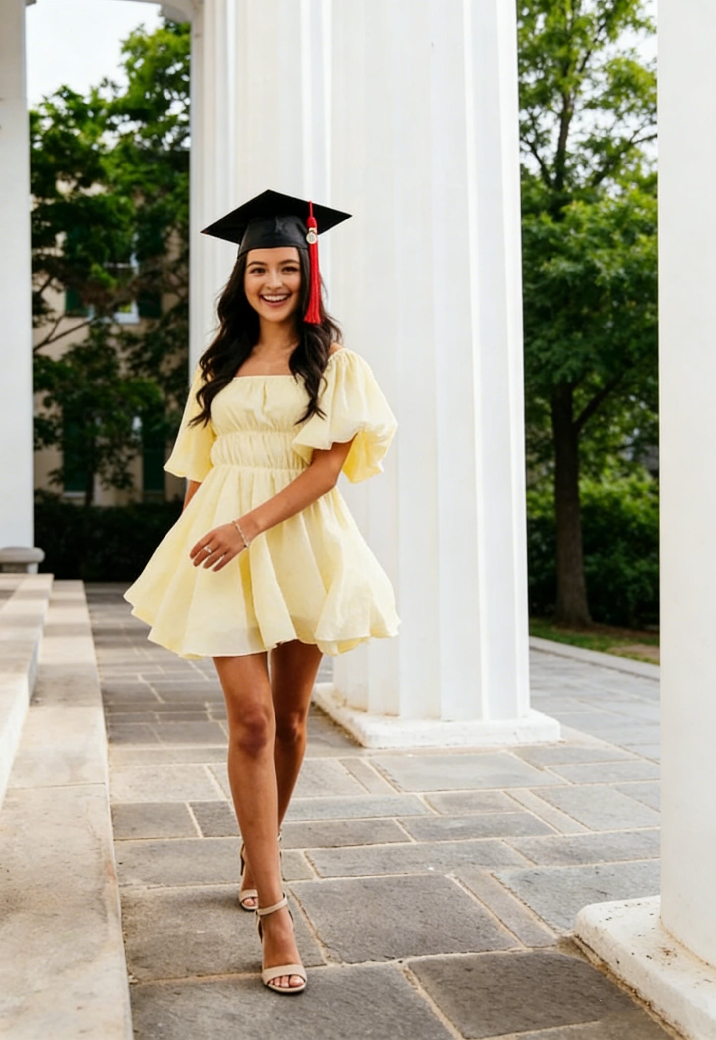 Cute White Puffy Sleeves Short Homecoming Dress,Graduation Dress Y1340