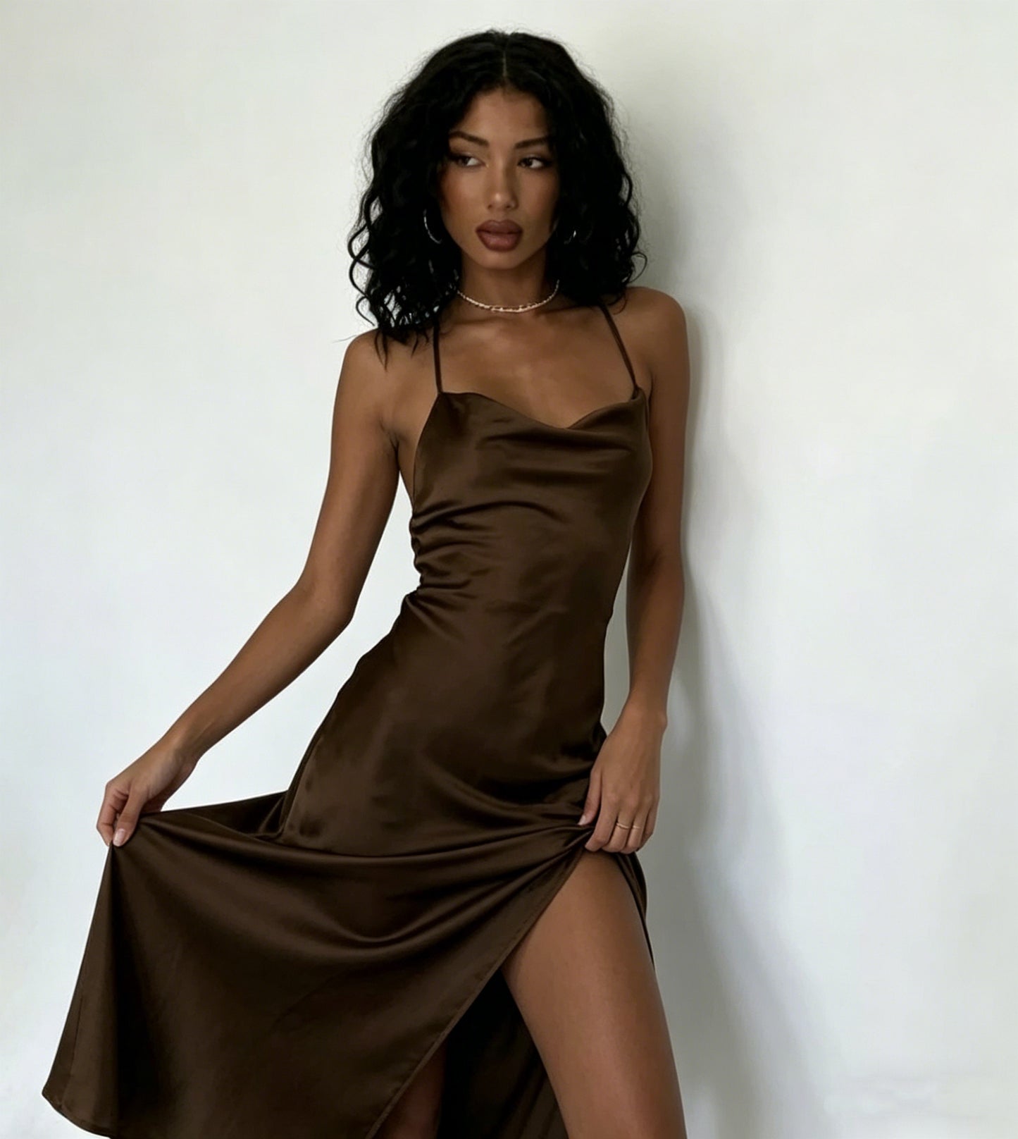 Sexy Brown Long Prom Dress With Split,Black Girls Prom Gown Y4585