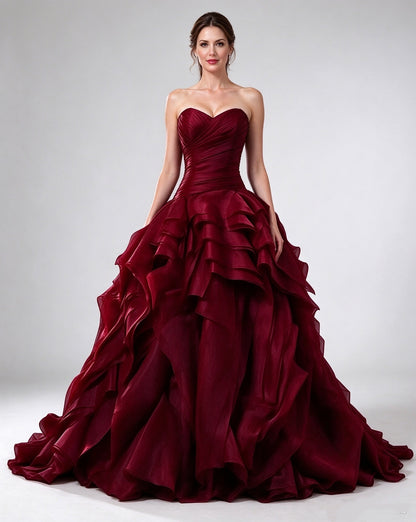 Burgundy Evening Gowns,Ball Gown Formal Dress,Evening Gowns For Teens Y1558