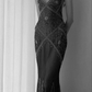 Sexy Mermaid Black Straps Chiffon Beaded Long Prom Dress Backless Formal Evening Dress Y7730