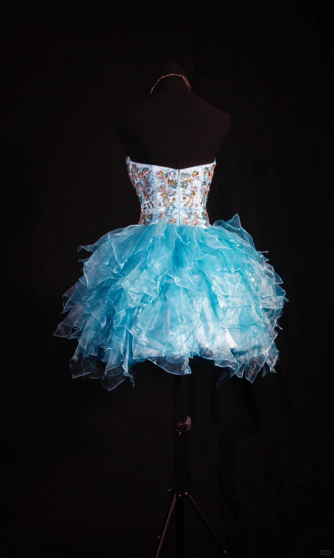 Pretty Sweetheart Neck Satin Tulle Beaded Short Birthday Outfits,Light Blue A Line Short Homecoming Dress SP2833