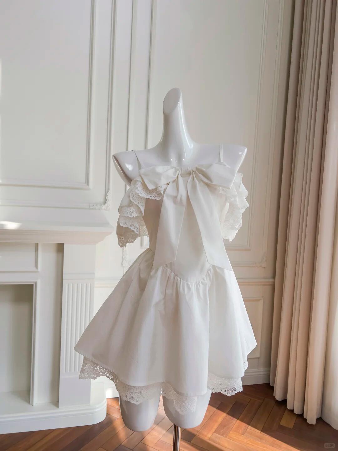 Sweet Spaghetti Straps Satin Lace A Line Mini Birthday Dress,White Short 9th Grade Homecoming Dress SP2608