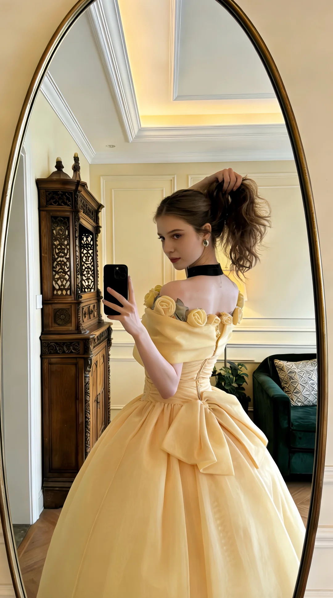 Cute Yellow Ball Gown Off The Shoulder Organza Birthday Quinceanera Dress Sweet 16 Dress With 3D Flowers SP2058